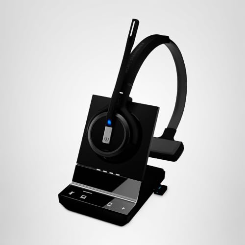 Sennheiser SDW 5034 (507008) - Single-Sided (Monaural) Wireless DECT Headset for Softphone/PC & Mobile Phone Connection Dual Microphone Ultra Noise Cancelling, Black