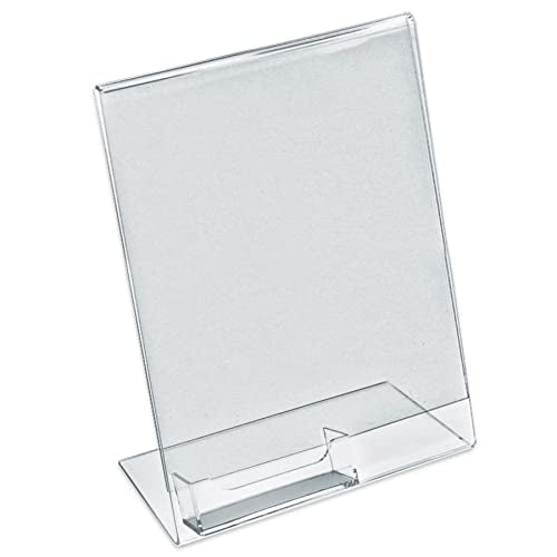 Azar Displays 252050 Vertical Slanted L-Shaped Sign Holder with Business Card Pocket 8.5-Inch Width by 11-Inch Height, 10-Pack