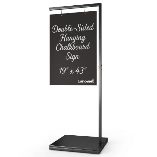 INNOVART Chalkboard Sign, Double Sided 19" x 43" with Chalk and Rag, Hanging Sign for Real Estate, Pub, Business, Wedding