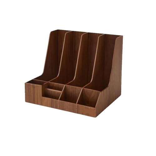 File Organizer Multifunctional Vertical Compartments Rack Desk File Organizer for Paper Magazine Literature Desk(Brown)