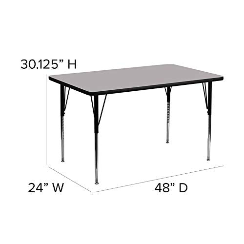 EMMA + OLIVER Gray Kids 48x24 Adjustable Height Activity Table