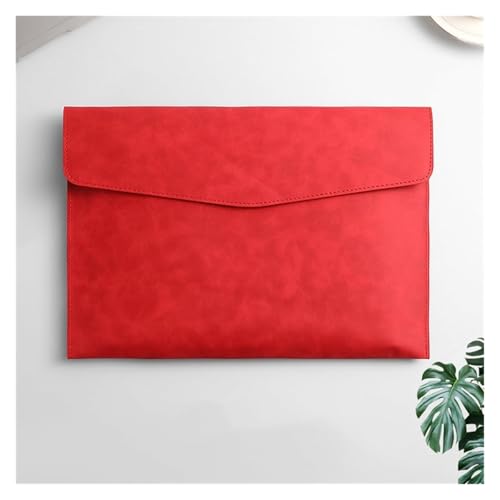 PU leather document pouch, Leather Envelope Document Holder File Folder A4 Paper Organizer 235x330mm Multicolor Pack of 3(Red)