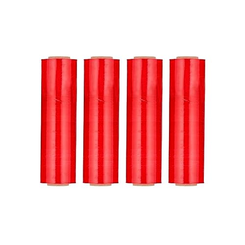 PSBM 4 Rolls Red 20 Inch x 1000 Feet 80 Gauge Stretch Film/Wrap, Heavy Duty Industrial Strength Shrink/Plastic Wrap for Moving, Packing, Shipping, Pallet Wrapping & Storage