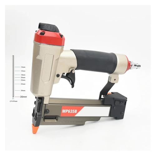 Oil-Free Pneumatic Staple Gun MP635B 23Ga Pneumatic Micro Nailer Gun for 12-35mm Diameter 0.63mm Headless Pin Silience Stapler