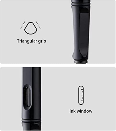 USZWBY Vintage Pens Fountain Pens for Writing Stunning Luxury Writing Pens Calligraphy Pen Best Pen Gift Perfect for Men and Women Lacquer Pen for journaling（Bright Black-0.5mm）
