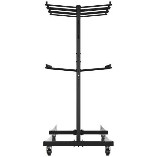 INNOVART Two-Tier Folding Chair and Table Combo Cart, Heavy Duty Stacking Chair Dolly with Wheels, 84-Chair Capacity Foldable Seat & Table Wheeled Storage Dolly for Commercial Event Hotel Party Use