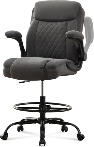 Tall Gray Drafting Chair for Standing Desk, Ergonomic Stool
