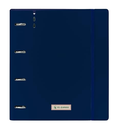 Safta El GANSO Eclipse 4 Ring Binder 35 mm Replacement with 100 A4 Sheets Ideal for Children of Different Ages Comfortable and Versatile Quality and Resilience 27 x 4, Navy, M, Casual