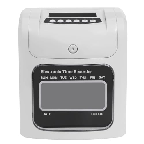 trggvvrt Electronic Calculating Time Clock, Starter Time Clock Bundle with 50 Cards and 1 Security Key, Employees in/Out Time Tracker, Small Business Punch Pack Bundle, Up to 50 Employees