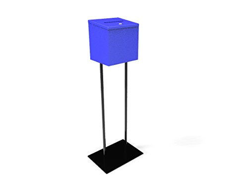 FixtureDisplays® Blue Metal Ballot Box Donation Box Suggestion Box with Black Stand 11064+10918-BLUE