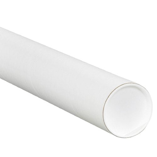 BOX USA White Mailing Tubes with Caps 3" x 36", 24-Pack