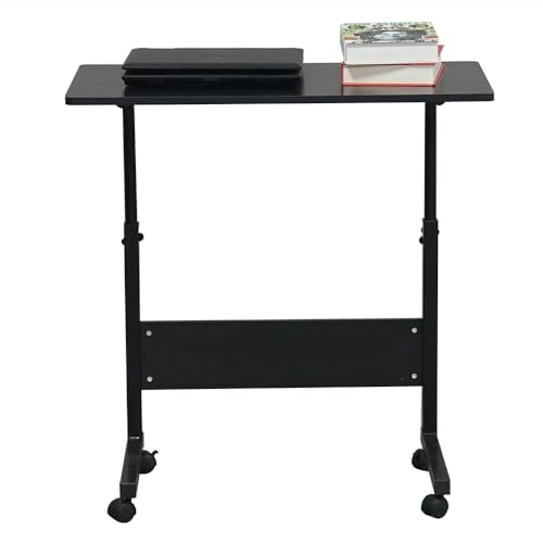 BIIVSOV Removable Side Table, P2 15MM Chipboard & Steel Side Table for Office Work Home Study, Black (A-Black)