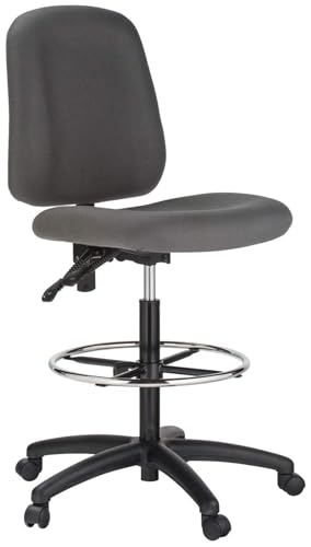 Contoured Dual Function Drafting Stool by Harwick - Gray Fabric