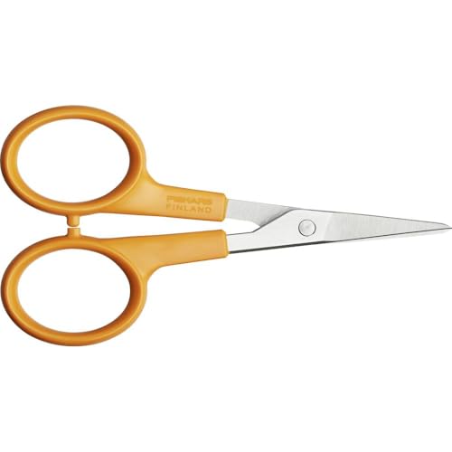 Fiskars Embroidery Scissors, Length: 10 cm, For Right- and Left-handed Users, Stainless Steel Blade/Plastic Handles, Orange, Classic, 1005143