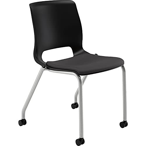 HON HMG2.N.A.ON.CU10.PLAT Motivate Onyx Shell Textured Platinum Frame Stacking Chair for 2 per Carton, Black