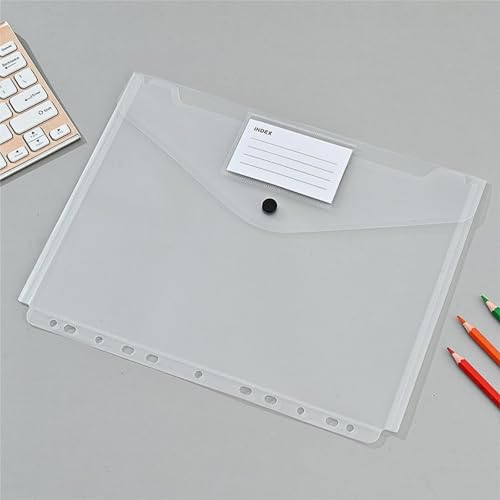WHL Alexanders Folders Binder Pocket - 12件 Envelopes Binder Folders 11 Holes for 2/3/4 Ring, Binder Folders with Snap Button and Label, Letter Size File Folder(Horizontal)