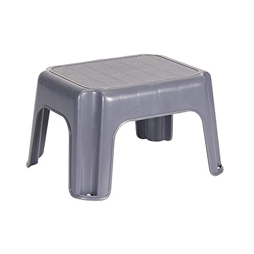 Rubbermaid Portable Single Step Plastic Roughneck Small Step Stool Elevated Platform for Home Kitchens, Living Rooms, and Bathrooms, Gray (3 Pack)