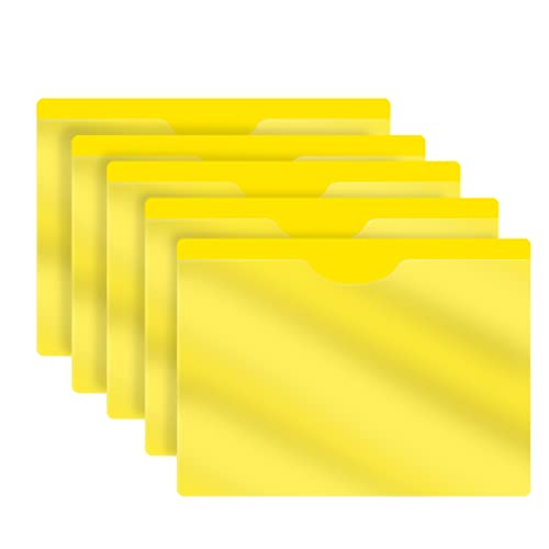 Yellow Plastic Folders with Pockets and Clear Cover, Doctor Stuff, Letter Size, Top Loading Vinyl File Folders, Job Jacket, Documents Holder, Pack of 100