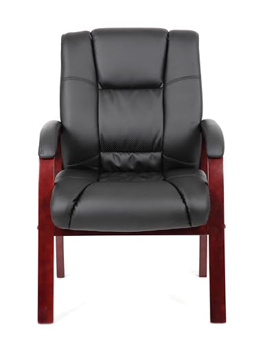 Boss Office Products Mid Back Wood Finished Guest Chair, Mahogany (B8999-M)