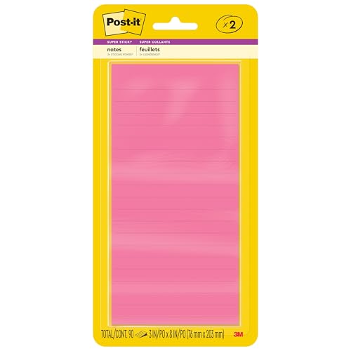 Post-it Super Sticky Notes, 3 in. x 8 in., Energy Boost Collection, 24-Pack