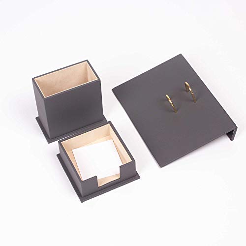 Gray Leather Desk Set - Desk Pad - Note Paper Holder -Pen Holder - Leather Coaster -Desk Accessories-Desk Organizer - Office Desk Accessories - Desktop Storage,Gray (9)