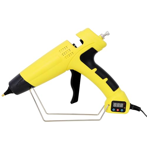 Heavy Duty Hot Glue Gun, 550W Professional Hot Melt Glue Gun with Digital Display, Temp Adjustable, 4 Nozzles & 24 Glue Sticks, Yellow 11.3" x 2.5" x 8.6"