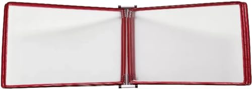 QTNLFCKVZ A4 wall mounted document holder, A3 Wall Hanging Units Flip Folder with Magnetic Base,Wall-Mounted Poster Flip Book Display for Workshop Exhibition Offices(Red)