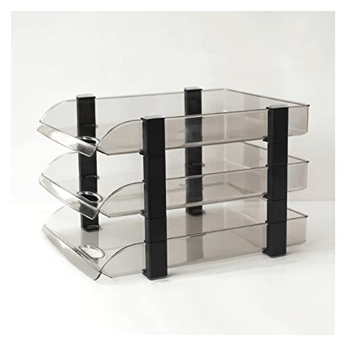 EliteBloom File Magazine Folder Holder Transparent File Holder Three-Layer Plastic Horizontal Frame Student Desktop File Organizer Storage Rack Storage Basket File Organizer (A 2)