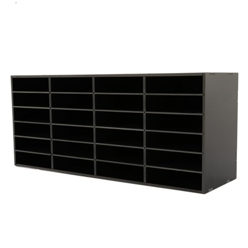 MhdunueSK Mailbox for Classroom 24 Slots, Mail Sorter, Paper Organizer Storage, Mail Organizer for Home Library Office Classroom (Black, 24 Slots)
