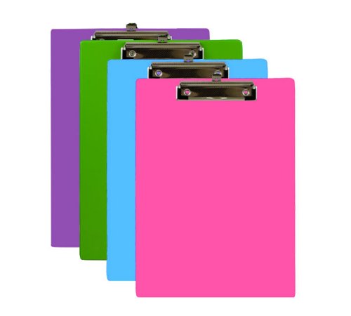 BAZIC Clipboard PVC Standard Clipboards w/Low Profile Clip, Fits A4 Letter Size, Assorted Bright Color, 1 Unit, Random Color