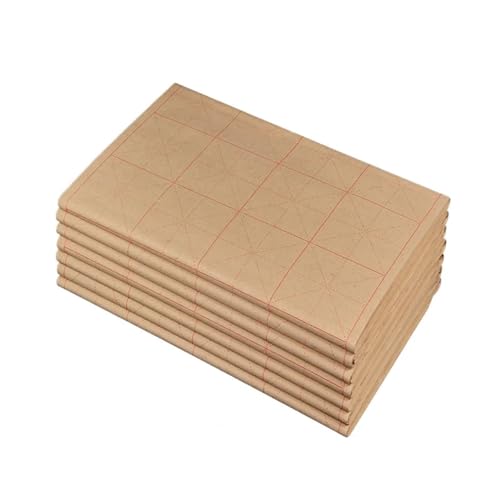 MIUYTRN 100pcs Rice Grids Bamboo Xuan Paper Chinese Rice Paper for Beginner Chinese Calligraphy Practice Half-Ripe and Ripe Xuan Paper cuicui(D)