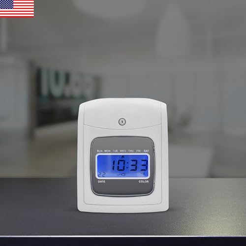 Employee Time Clocks for Small Business, Auto-Align Time Clock Punch Machine with 50-Piece Time Cards