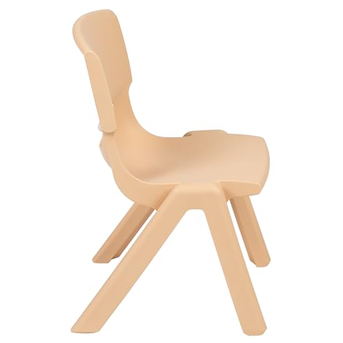 Flash Furniture 12 in Plastic Stackable School Chair, Natural, 2-Pack