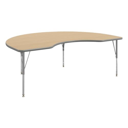 Flash Furniture 72" x 48" Kidney Activity Table, Light Natural, Short Legs