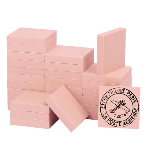 70 Pcs 2"x2" Rubber Carving Blocks, Square Linoleum Blocks, Square Stamp Carving Blocks for Printmaking, Linocut Artists, Crafts and More,(Pink) by KUKLIPJIM.