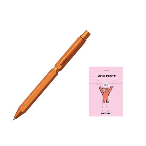 Rodia Multi-functional Pen "Script Multi Pen, Orange" Ballpoint Pen, Oil-based, 0.02 inch (0.5 mm), 2 Colors (Black, Red) & Mechanical Pencil, 0.02 inch (0.5 mm), Aluminum Body, Hairline Treatment