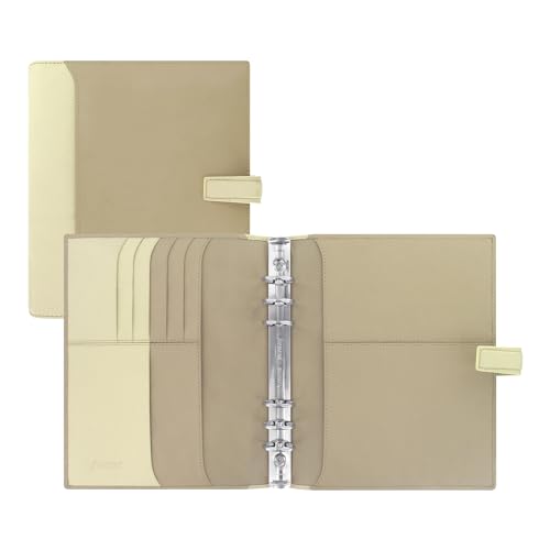 Filofax Nappa Organizer, A5 Size, Vanilla - Leather, Six Rings, Week-to-View Insert, Multilingual (C025158)