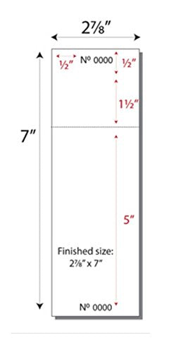 Print-Ready Numbered Tickets w Perfed Stub (2-7/8" x 7"), 6-UP on 8-1/2" x14" White 67lb Vellum Paper - 250 Sheets (1500 Tickets)