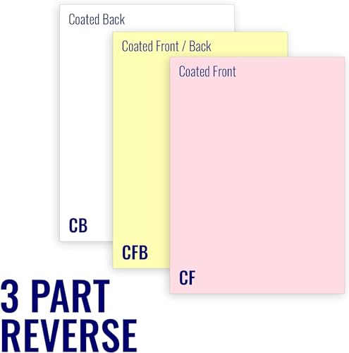 8.5 x 11 Excel One Carbonless Paper, (230950) 3 part Reverse (Bright Pink/Canary/White), 3 Reams, 501 Sets