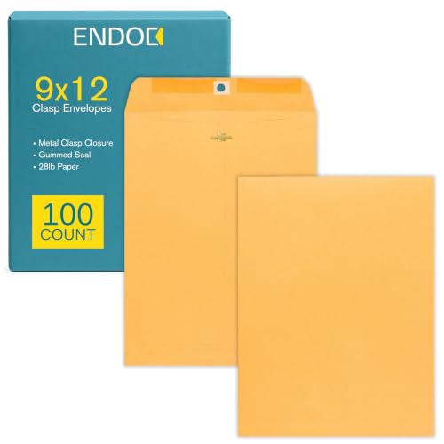 9x12 Clasp Envelopes, Brown Kraft Manila Mailing Envelopes, 100 Count