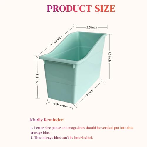 6 Pack Plastic Book and Binder Holder, Files Book Bins for Classroom, Boho