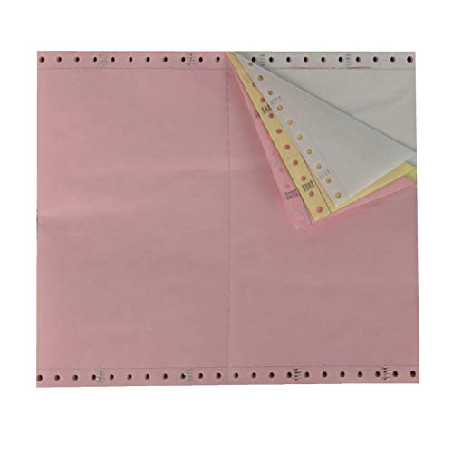 Trendar Paper - 3 part (White/Canary/Pink) Continuous Feed Perforated Computer Paper - Dot Matrix Paper - 9.5 x 5.5 Inches - 2400 Sheets (NOT 8.5 x 11)
