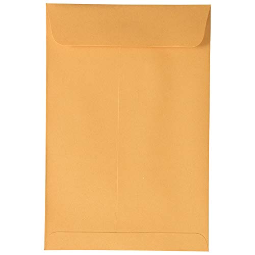 JAM PAPER 6 x 9 Open End Catalog Envelopes with Peel and Seal Closure - Brown Kraft Manila - Bulk 500/Carton