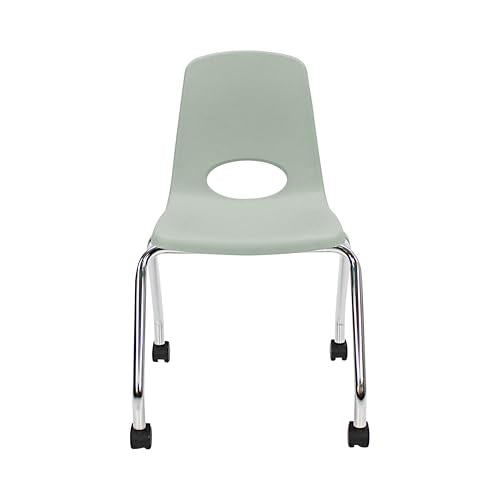 FDP 18" Mobile School Chair with Wheels for Teens and Adults - Light Gray