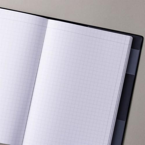 MARK'STYLE EDiT A5 Paper Book & Refill Set – 5mm Gray Grid, Soft Transparent PVC Cover with Pocket for Planning, Journaling, and Note-Taking (Clear, A5)