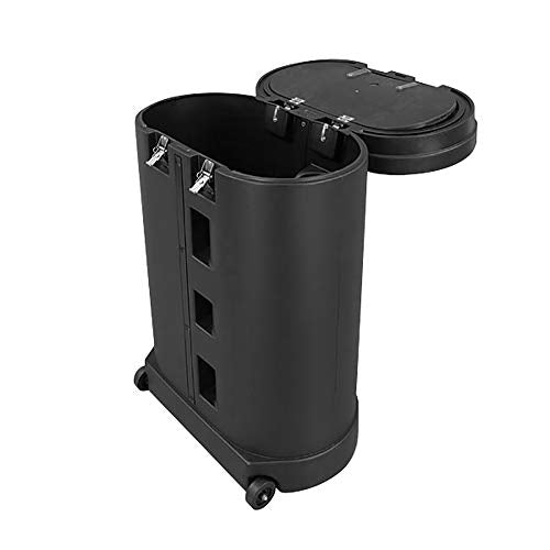 Vispronet Hard PVC Case with Wheels and Removable Lid – Interior Dimensions are 26.5in x 30.5in x 11in – Weighs 37lbs and Stands 39in Tall – Comes with a Light Wood Laminated Foldable Tabletop