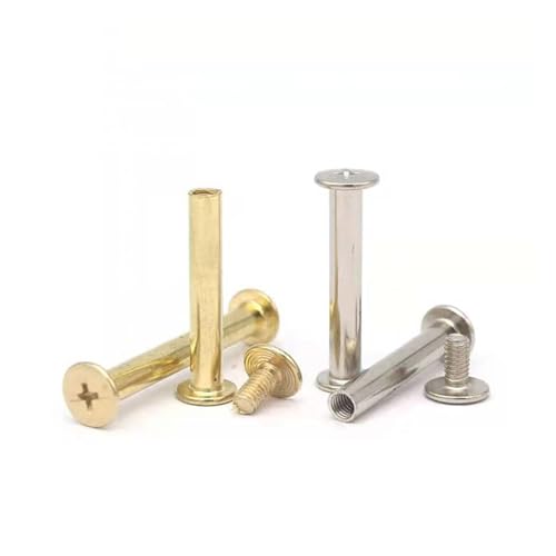 CHATROOM 10/20 Pcs M5X(5-50) MM Leather Bag Belt Photo Scrapbook Album Book Post Binding Screw Screw Nail Rivet Bolt (Color : Copper Plating, Size : 50MM 10PCS_M5)