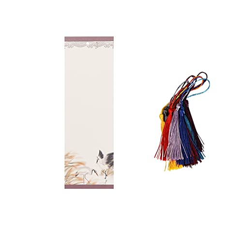 Bookmark 10Pcs Color Thickened Bookmarks with Tassels Water-Grained Paper Can be Handwritten 8 Styles 7X21cm Metal Bookmark (Color : 4) (6)