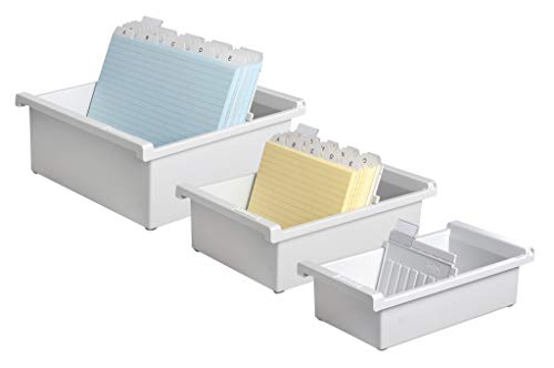 HAN 965-0-11, Card Index Tray A5 Landscape. Innovative, Attractive Design Holds 800 Cards, Supplied with 1 Support Plate with Clear Index tab, Light-Grey