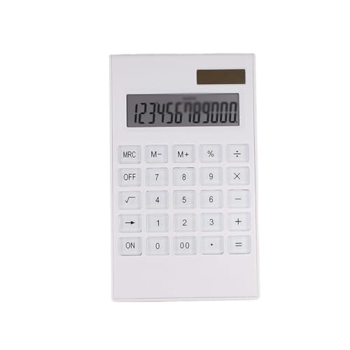 White Computer Solar 12 Bit Crystal Button Power Office Portable Calculator